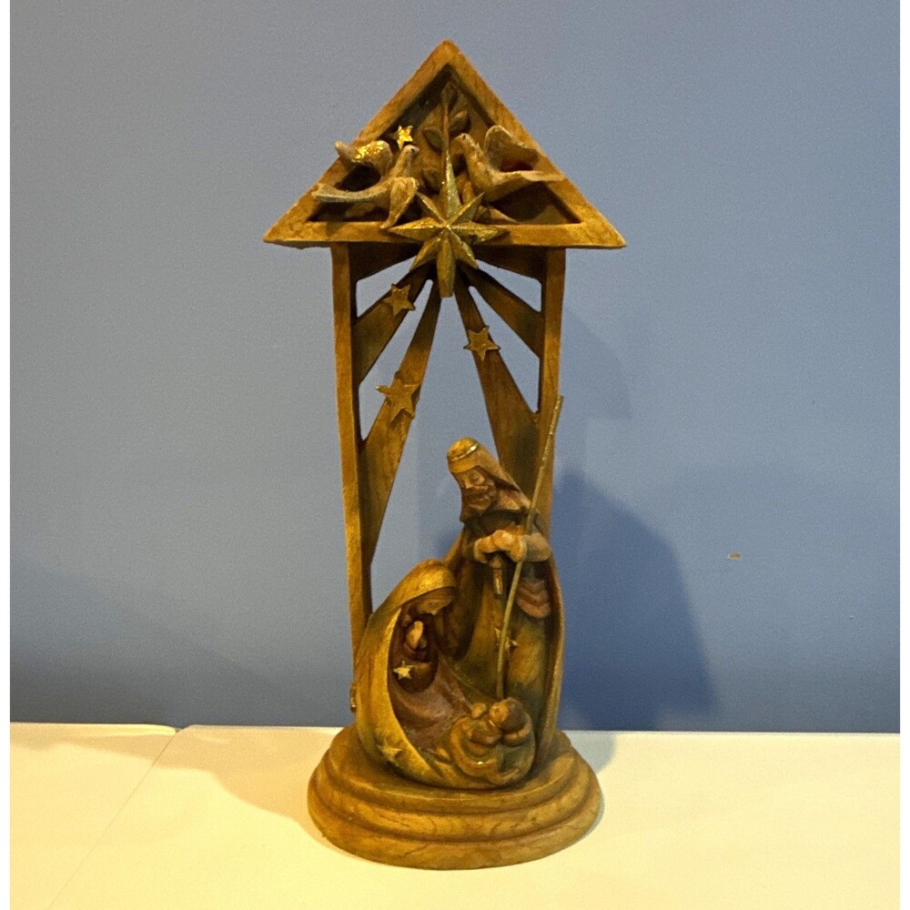 Roman, Inc. Wooden Nativity  Holy Family Star Christmas Mary Joseph Jesus